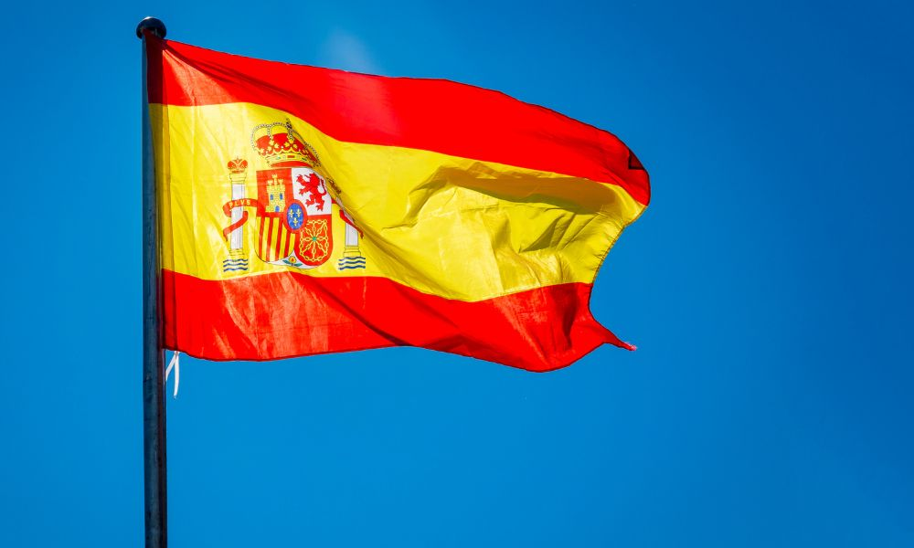 spanish flag waving in the wing